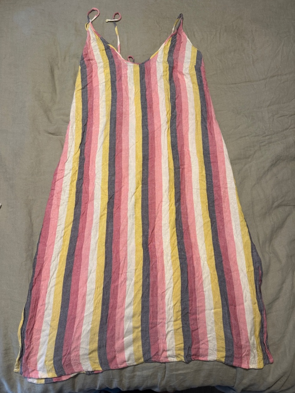 Hurley Multicolor Striped Slip Dress in Pink, Yellow, White, Gray
